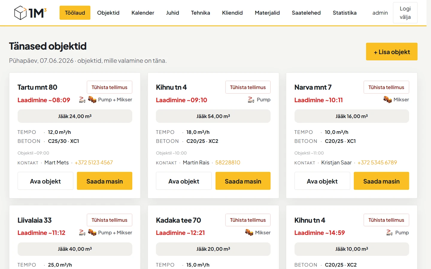 Reaalajas broneerimine ja dispetšer tehnikapargile